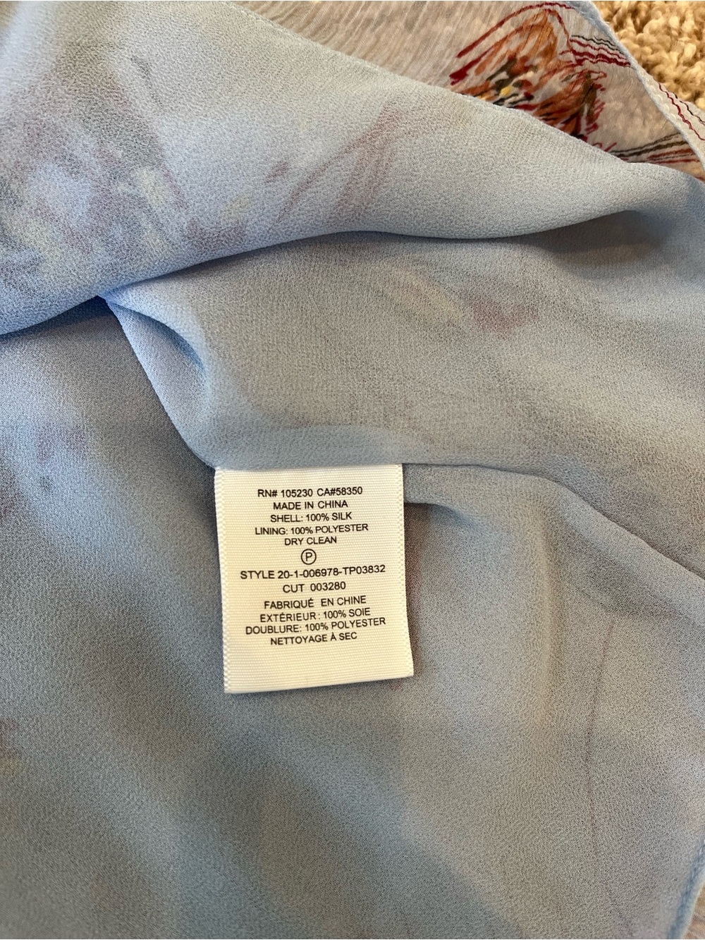 Joie XS Powder Blue Floral V-Neck Button Front Silk Blouse - Picture 11 of 11